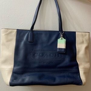Navy & Cream Coach Leather Purse